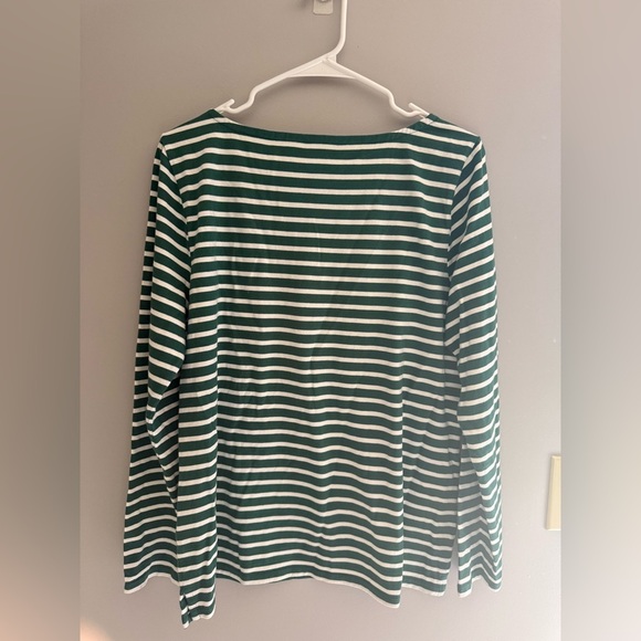 Talbots Bateau Neck Tee Candy Cane Holiday Stripe Women’s SZ XL Green White - Picture 7 of 9